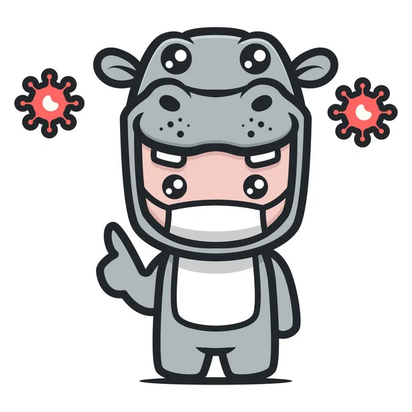 Mascote Hipopótamo Bonito Para Design Médico — Vetor de Stock