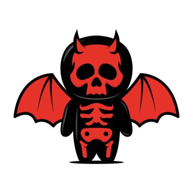 Cadılar bayramı kostümlü şirin bir iskelet maskot tasarımı.