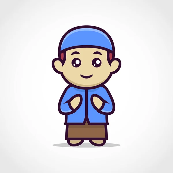 Mascotte Personnage Musulman Mignon Design — Image vectorielle