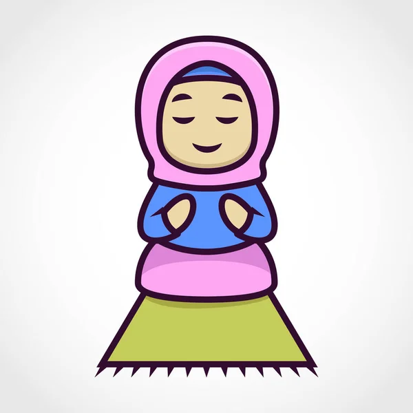 Cute Muslim Character Mascot Design — Stock Vector