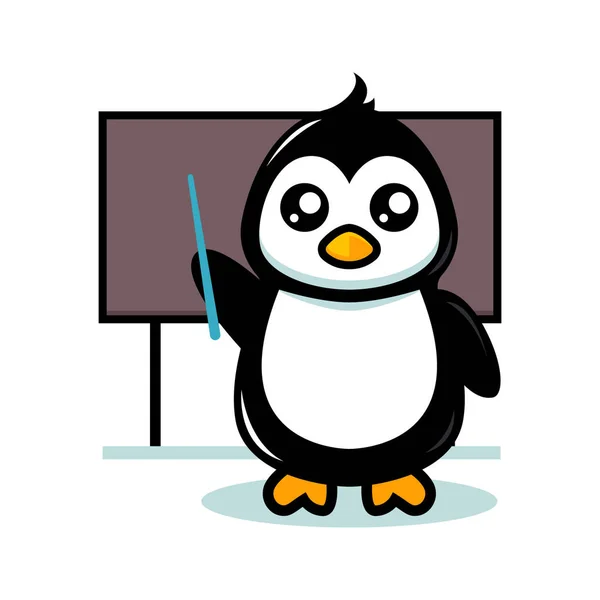 Mignon Thème École Mascotte Pingouin — Image vectorielle