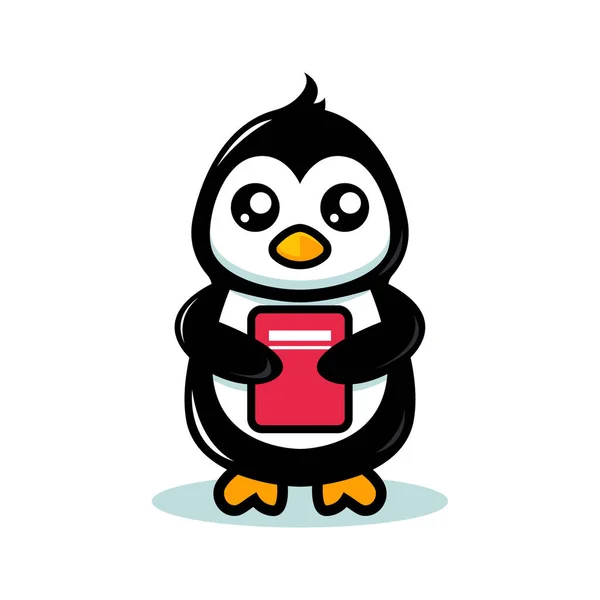 Mignon Thème École Mascotte Pingouin — Image vectorielle