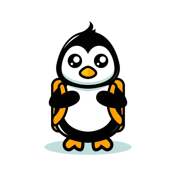 Cute Penguin Mascot School Theme — Stock Vector