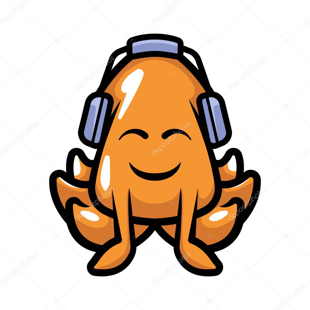 Cute squid mascot design illustration