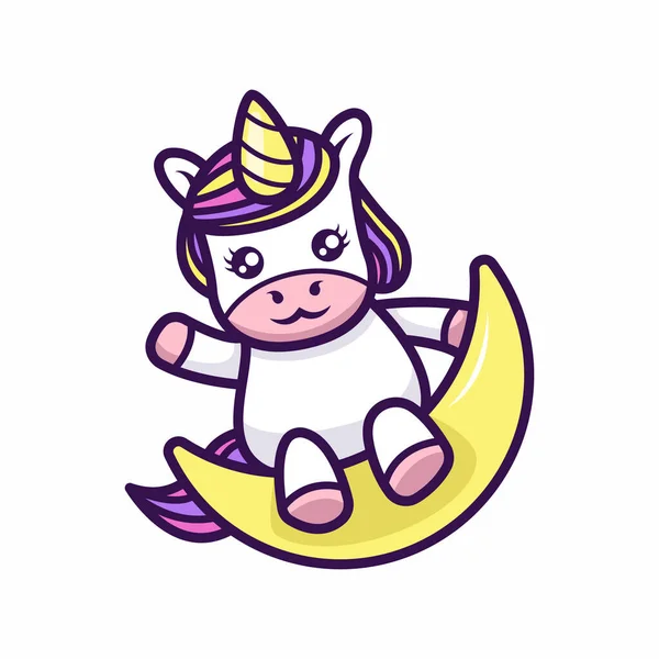 Mignon Petit Design Mascotte Licorne — Image vectorielle