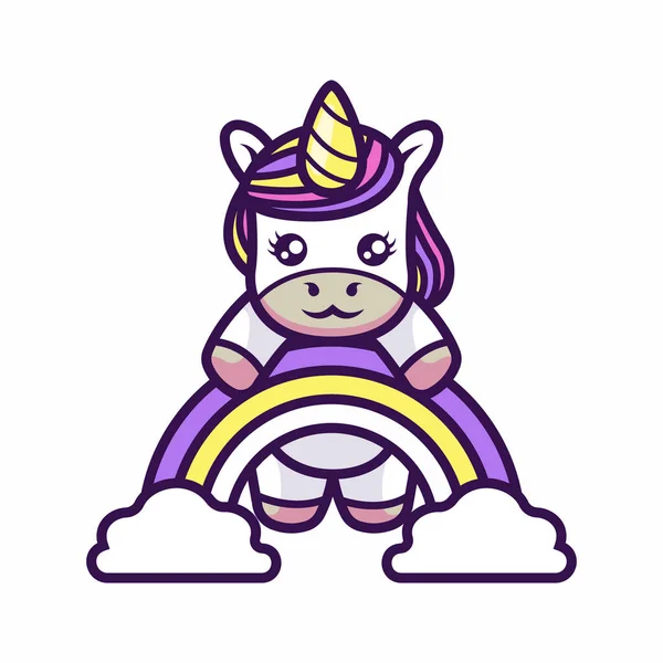 Lindo Diseño Pequeña Mascota Unicornio — Vector de stock
