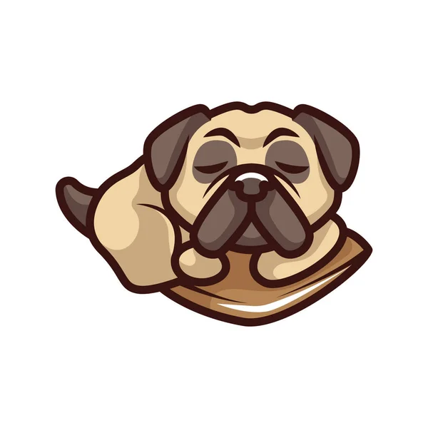 Roztomilý Pug Pes Kreslený Logo Vektor Maskot Postava — Stockový vektor
