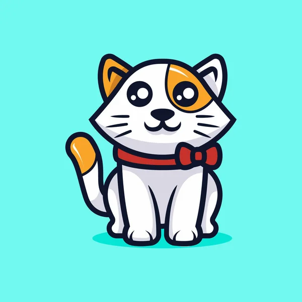 Bonito Gato Mascote Vetor Ilustração — Vetor de Stock