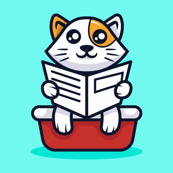 Bonito Gato Mascote Vetor Ilustração —  Vetores de Stock