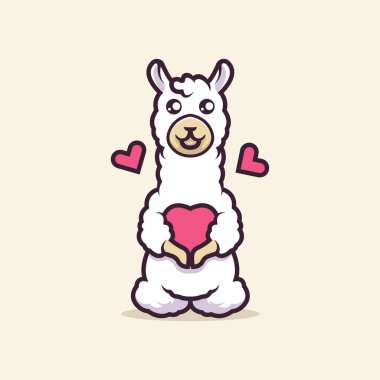 Şirin lama Maskot vektör çizimi