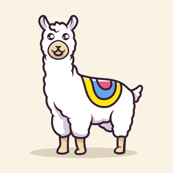 Leuke Lama Mascotte Vector Illustratie — Stockvector