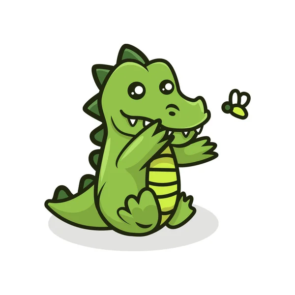 Χαριτωμένο Crocodile Απεικόνιση Φορέα Μασκότ — Διανυσματικό Αρχείο