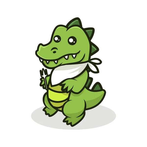 Ilustração Vetor Mascote Crocodilo Bonito —  Vetores de Stock
