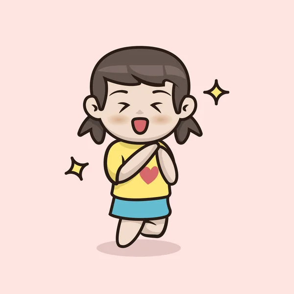 Chibi Anime Menina Mascote Design Personagem — Vetor de Stock
