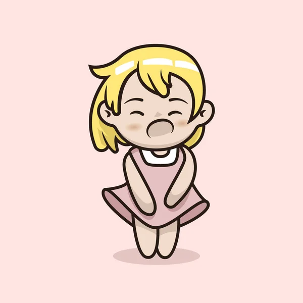 Chibi Anime Chica Mascota Diseño Personajes — Vector de stock