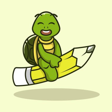 Şirin kaplumbağa maskotu vektör çizimi