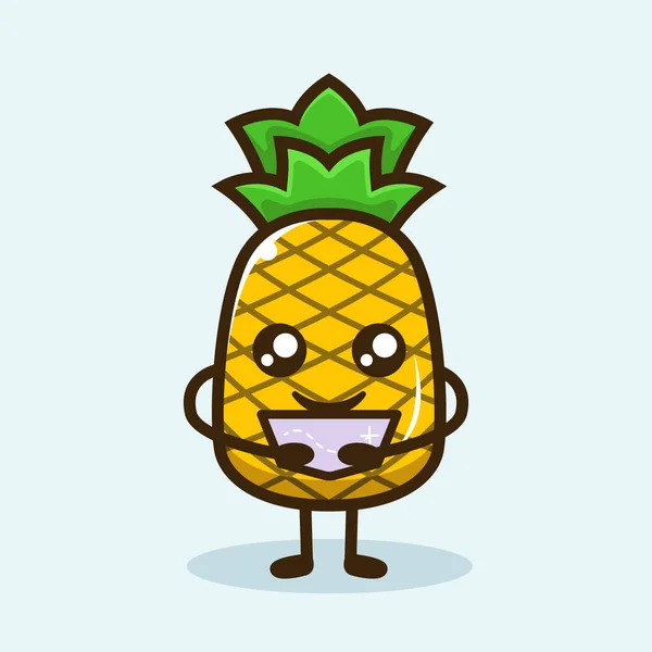 Conception Mascotte Mignonne Ananas — Image vectorielle