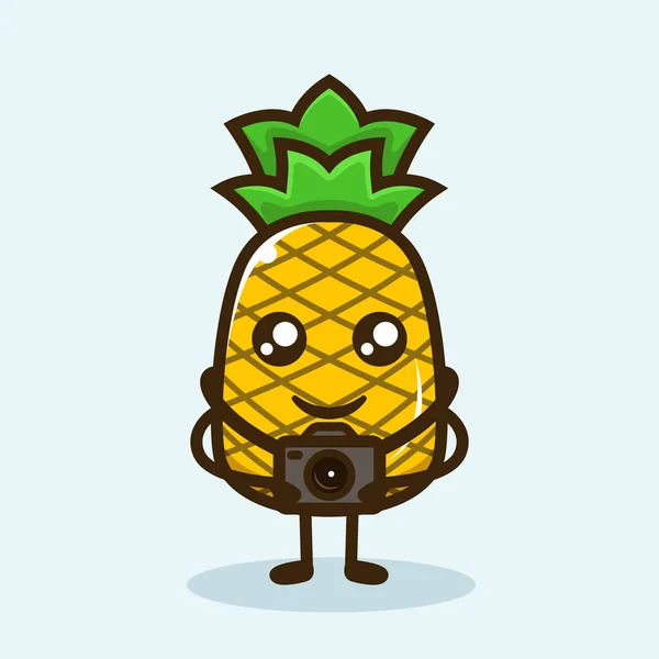 Pineapple Cute Mascot Design — 스톡 벡터
