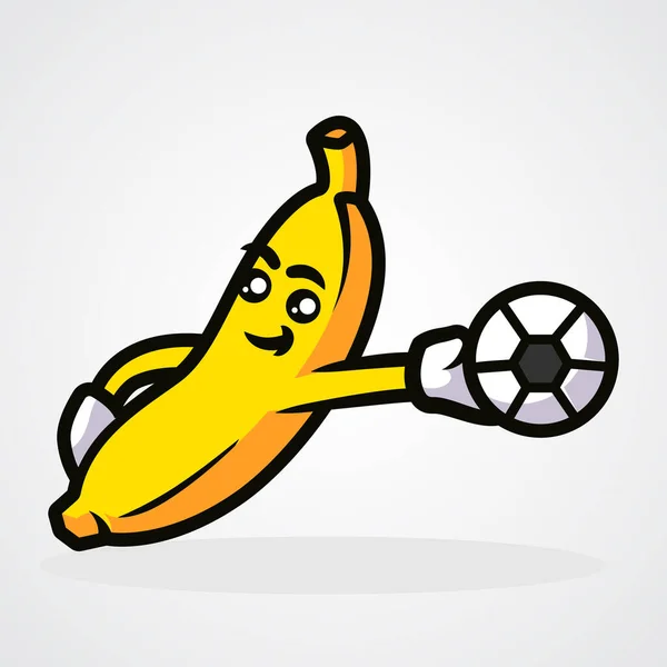 バナナスポーツかわいいマスコットベクトルイラスト — ストックベクタ