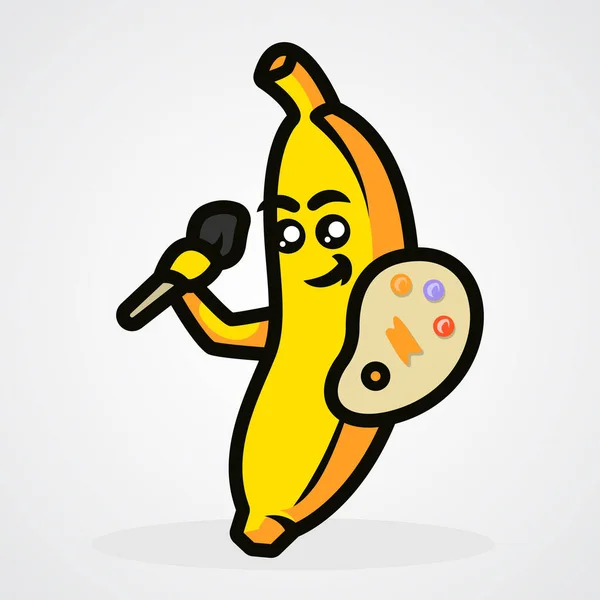 Banana Kembali Sekolah Cute Mascot Vector Illustration - Stok Vektor