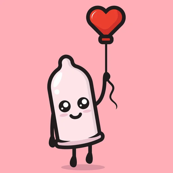 Niedliches Kondom Maskottchen Liebe Und Romantik Thema — Stockvektor
