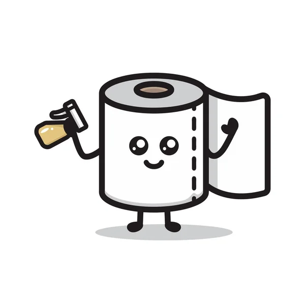 Papier Toilette Design Mascotte Mignon — Image vectorielle