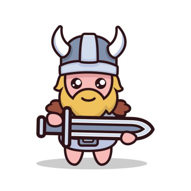 Şirin Viking maskot tasarımı çizimi