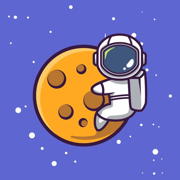 Leuke Astronaut Mascotte Ruimte Thema — Stockvector