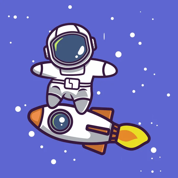 Cute Astronaut Mascot Space Theme — Stock Vector