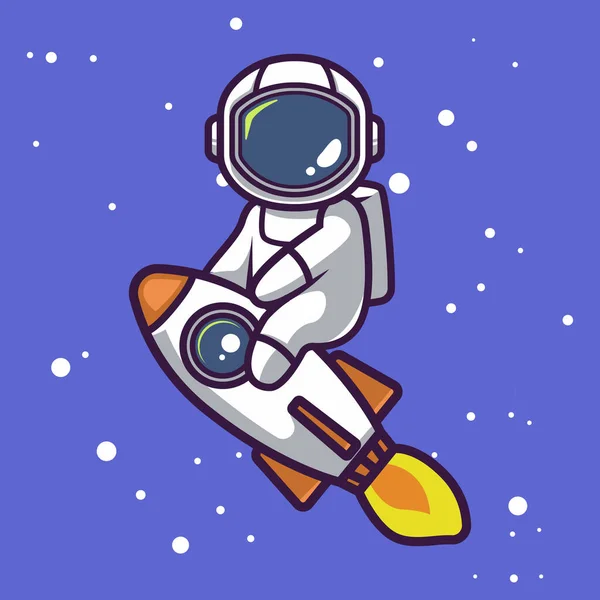 Cute Astronaut Mascot Space Theme — Stock Vector