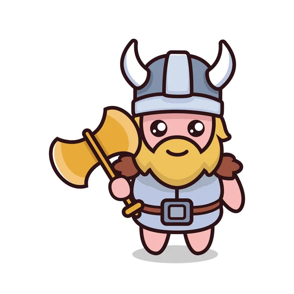 Bonito Viking Mascote Design Ilustração — Vetor de Stock