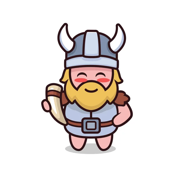 Bonito Viking Mascote Design Ilustração — Vetor de Stock