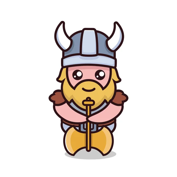 Cute Viking Mascot Design Illustration — Stock Vector