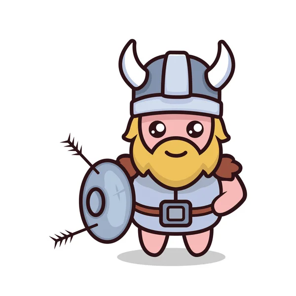 Bonito Viking Mascote Design Ilustração — Vetor de Stock