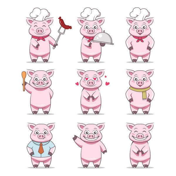 Porc Mascota Design Ilustrare — Vector de stoc