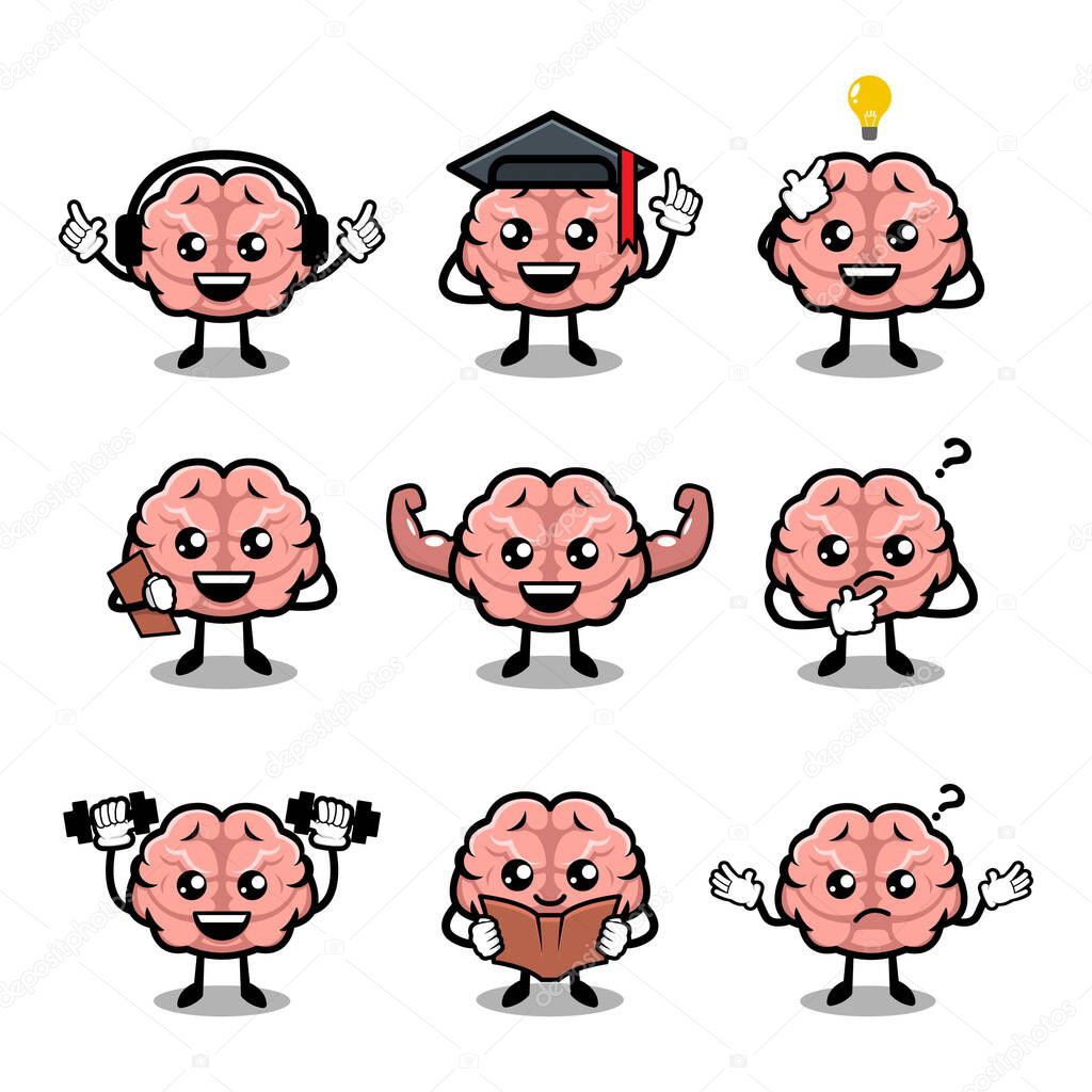 Cute brain simple mascot design