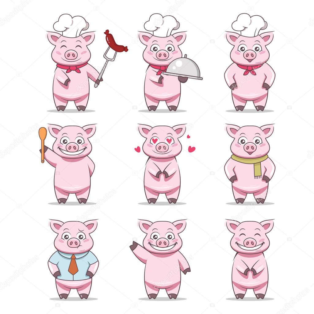 Pig mascot design illustration