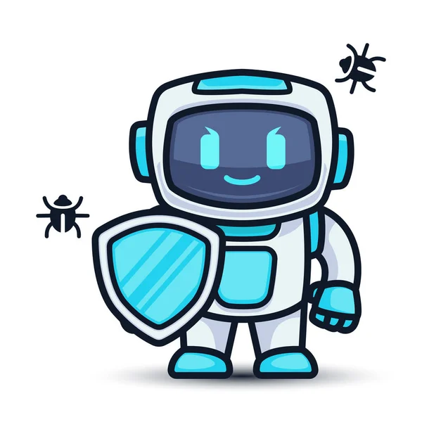 Robot Schattig Mascotte Ontwerp Illustratie — Stockvector