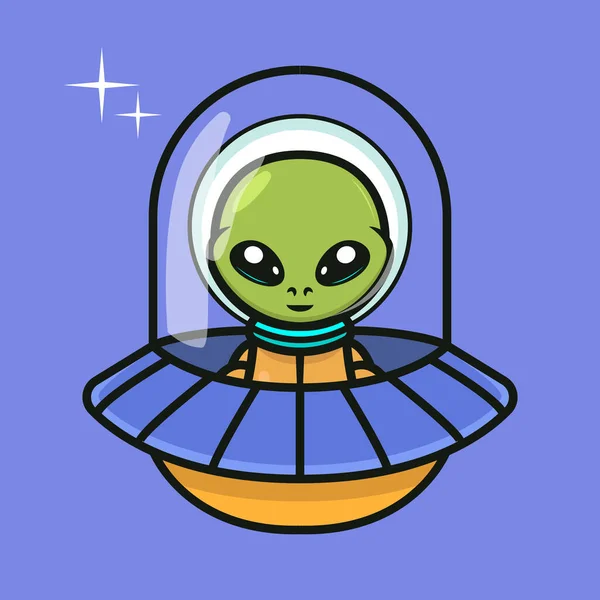 Ilustrasi Desain Maskot Alien Luar Angkasa Yang Lucu - Stok Vektor