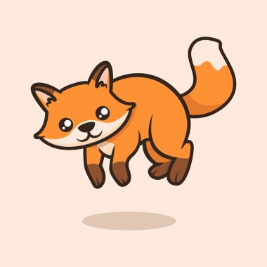 Şirin küçük tilki maskotu tasarımı.