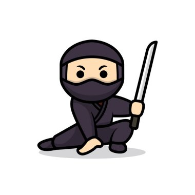 Şirin ninja maskot tasarımı çizimi