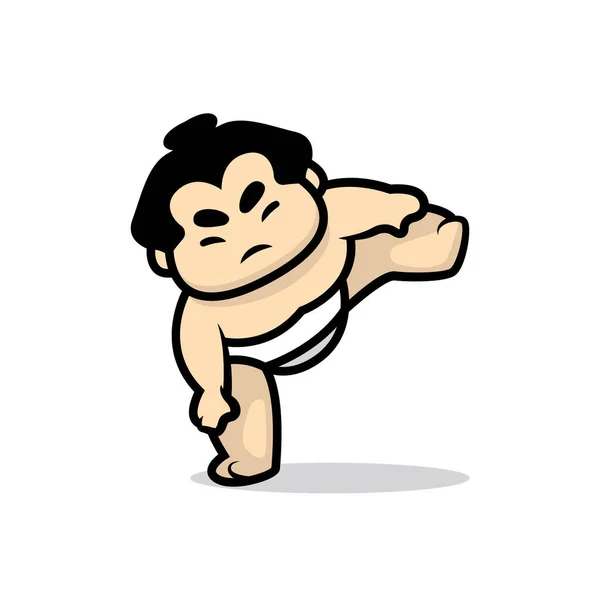 Mascotte Sumo Mignon Illustration Conception — Image vectorielle