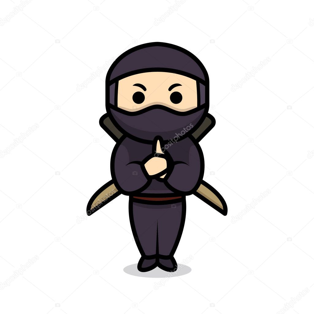 Cute ninja mascot design illustration
