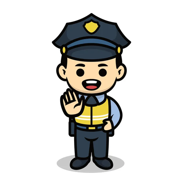 警察官かわいい漫画キャラクターマスコットデザインイラスト — ストックベクタ