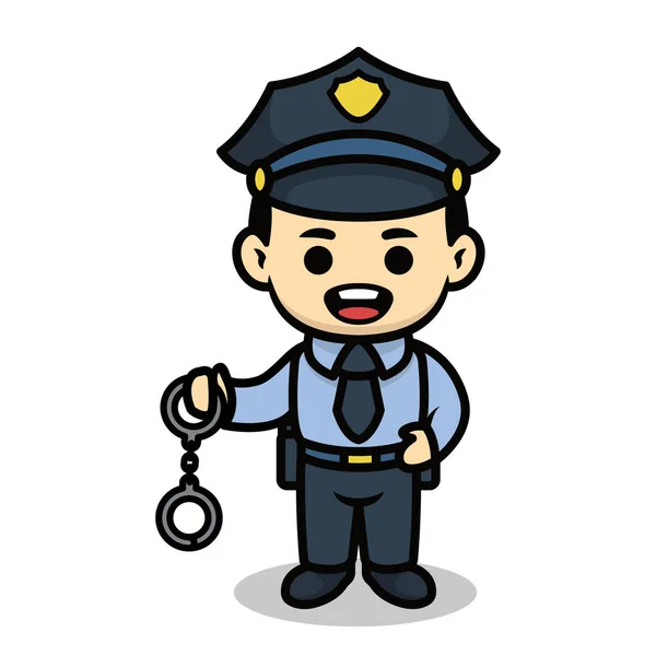 警察可爱的卡通人物吉祥物设计图 — 图库矢量图片