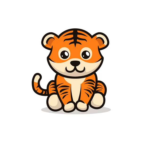 Söt Baby Tiger Maskot Design Illustration — Stock vektor