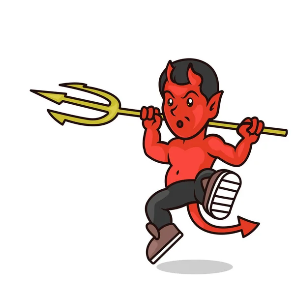 Χαριτωμένο Διάβολος Μασκότ Σχεδιασμό Εικονογράφηση — Διανυσματικό Αρχείο