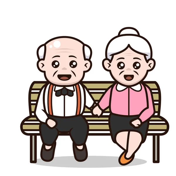 Par Lindos Abuelos Diseño Personajes Ilustración — Vector de stock