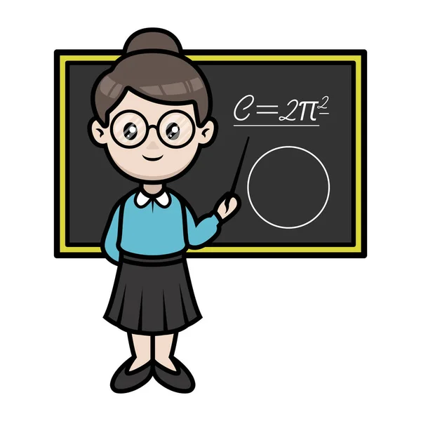 Ευτυχισμένη Ημέρα Δάσκαλος Χαριτωμένο Θηλυκό Εικονογράφηση Σχέδιο Μασκότ Δάσκαλος — Διανυσματικό Αρχείο