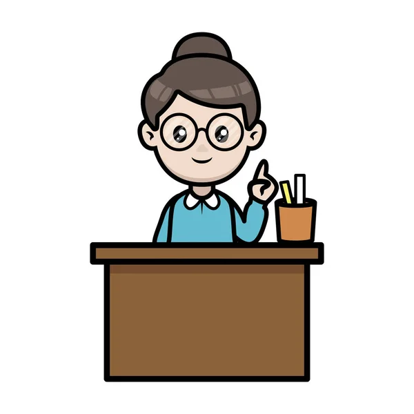 Happy Teacher Day Cute Female Teacher Mascot Design Illustration — Stock Vector